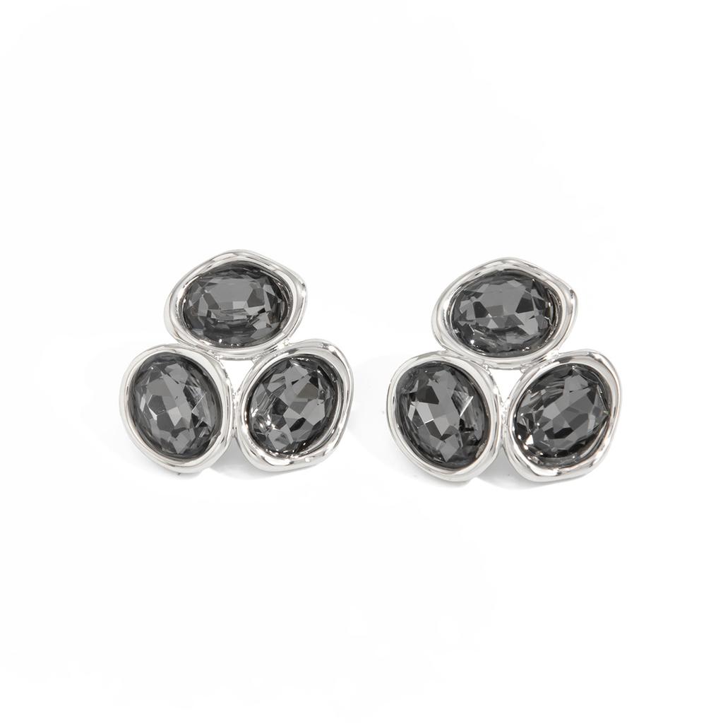 Light Luxury Geometric Acrylic Diamond Stud Earrings, Fashionable Irregular Black Gemstone Splicing Earrings.