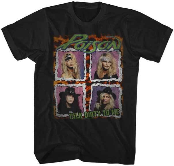 Poison Talk Dirty To Me Group Photo Men s T Shirt 80 s Rock Band Merch 3XL