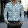 Chemise Homme à Col Jaune Imprimé Cachemire Diamant Floral Multicolore Manches Longues Boutonnée