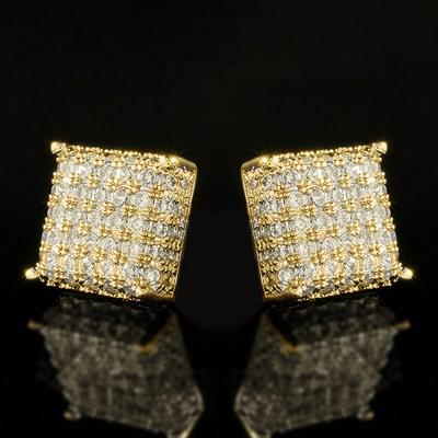 Huitan Square Stud Earrings for Women Men Sparkling Cubic Zirconia Classic Versatile Jewelry Daily Wearable