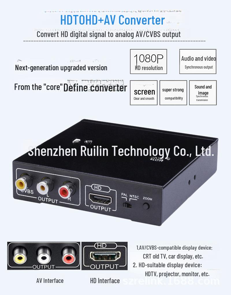 HDMI zu AV + HDMI Konverter: HDMI zu CVBS RCA Composite Video & Zwei-HDMI-Ausgang Verteiler
