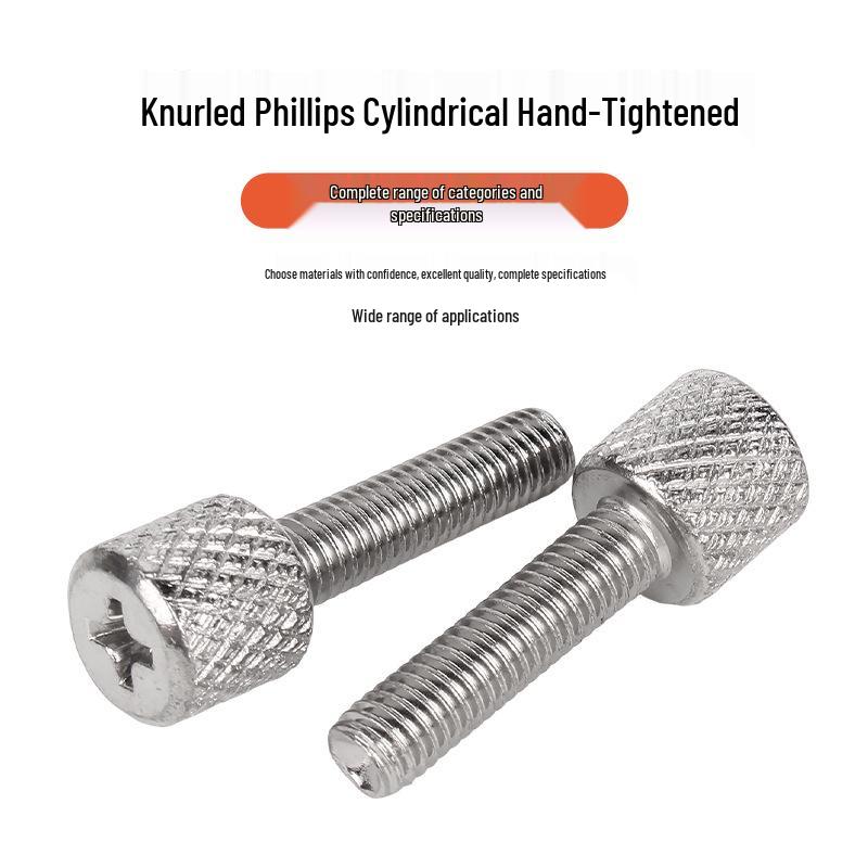 Chrome-Plated Knurled Cross-Head Thumbscrew, Iron Flat Head, M5 Bolt Screw, Large/Small Cap Options