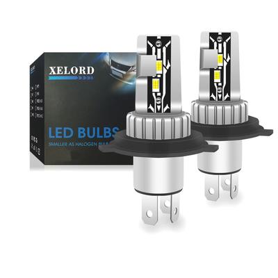 XELORD H4 LED-Scheinwerfer mit Fern- und Abblendlicht, Sofortstart, Hohe Helligkeit, 6000K, Weiß, LED-Lampe, Für