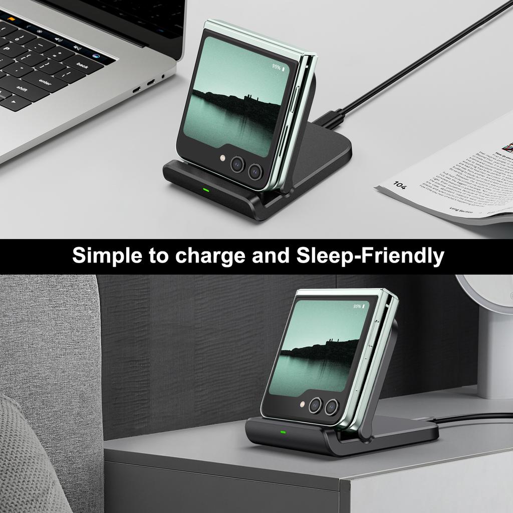 Carregador Sem Fio SwanScout 501S para Samsung Z Flip 6 5 4 3 Dobrável Suporte de Carregamento Rápido para Galaxy S23 para Moto Razr 40 50 Ultra