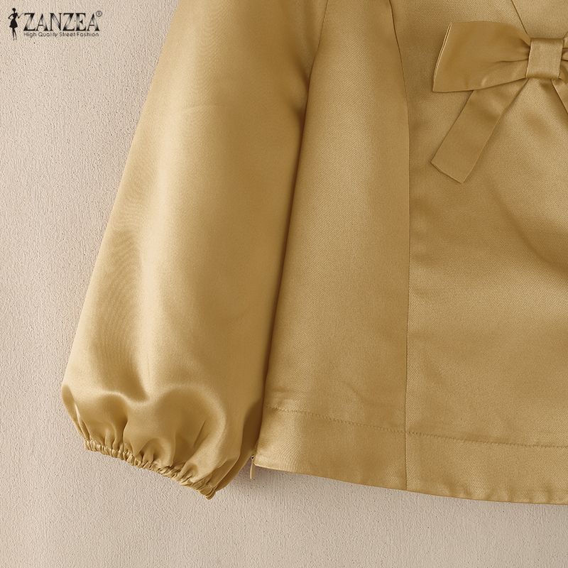 ZANZEA Women Casual V-Neck Solid Color Summer 3/4 Sleeve Blouse