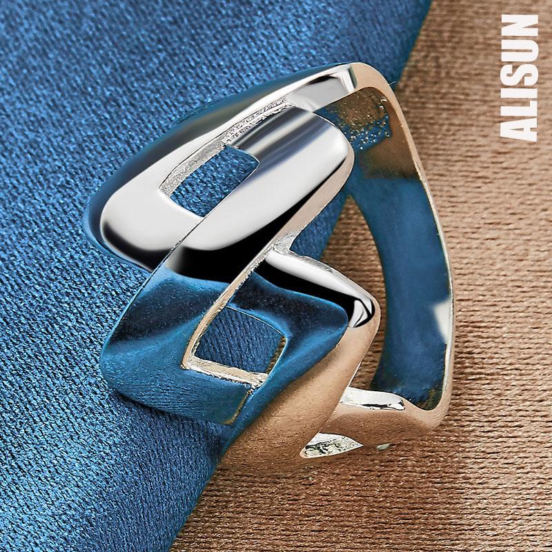 925 Sterling Silver Number 8 Geometric Ring Fashion Wedding Jewelry