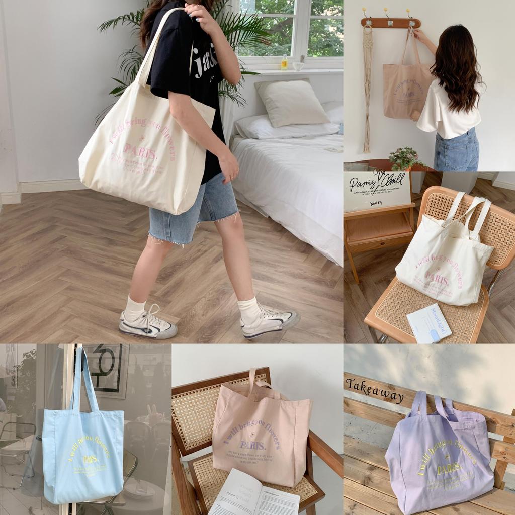 Spacious Street Style Embroidered Canvas Tote Bag For Women Ideal For Students
