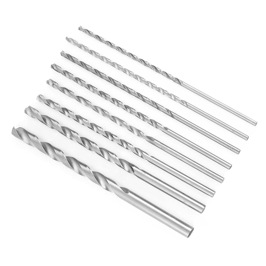 8PCS Extra Long HIGHSPEED Steel Drill BITS for Wood and Metal