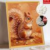 Cute Squirrel Autumn Leaf 5D Pearl Painting Kit with Frame DIY Sparkling Bead Canvas Art Relaxing Craft for Home Wall Room Decor