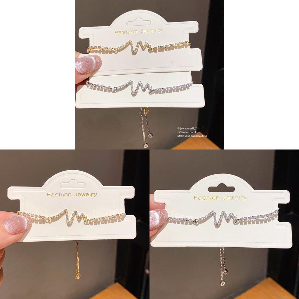 Zircon Heart Rate Design Shape Pendant Bracelet With Sparkling Stones For Womens Fashion Accessory