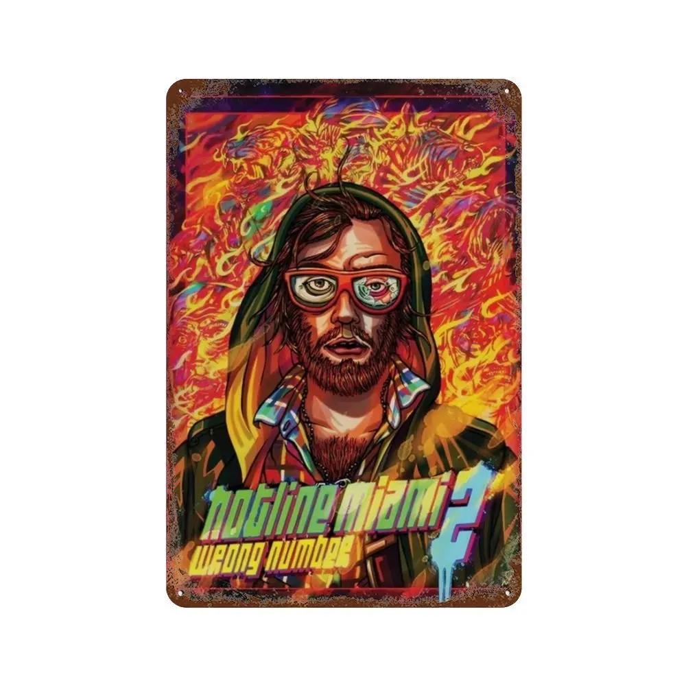 Poster Hotline Miami Hot Classic Adventure Game Posters e Placa de Metal Sinal de Lata Arte de Parede Placa Decoração Man Cave Decoração de Casa estúdio