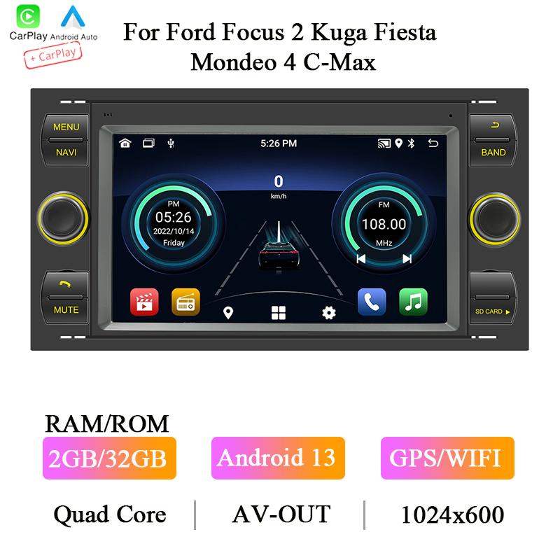 

BQCC 7 Android 13 автомобильный плеер WIFI GPS навигация Carplay FM BT ASP RDS автомобильное радио для Ford Focus 2 Kuga Fiesta Mondeo 4 C-Max