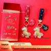 Cartoon Pony Monogram Leather Keychain: 999 Pure Gold Wealth Gourd Charm