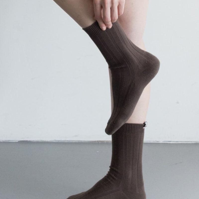 AND YOU Flamingo Cotton Lip Socks (Brown/Ivory/Red)