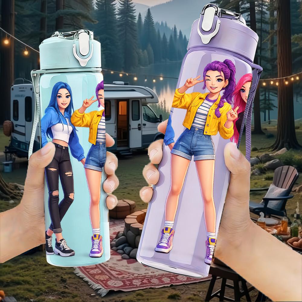 1 ud. Vibrante Brillante Banda de Chicas Kpop Busto 750ml Botella de Agua de Plástico de Color Tapa con Pitorro abatible a Prueba de Fugas Para Deportes Oficina Uso en Casa