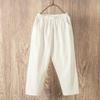 Solid Color Cotton Linen Straight Leg Loose Nine-Point Pants for Summer – Plus Size, Thin Style, for Middle-Aged and Elderly Women