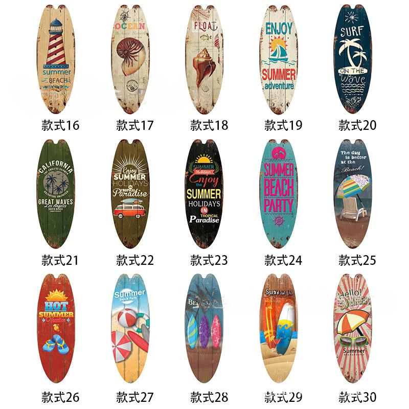Summer Beach Ocean Themed Casual Decor Surfboard Wooden Bar Home Walls Vintage Decorated Wooden Boards