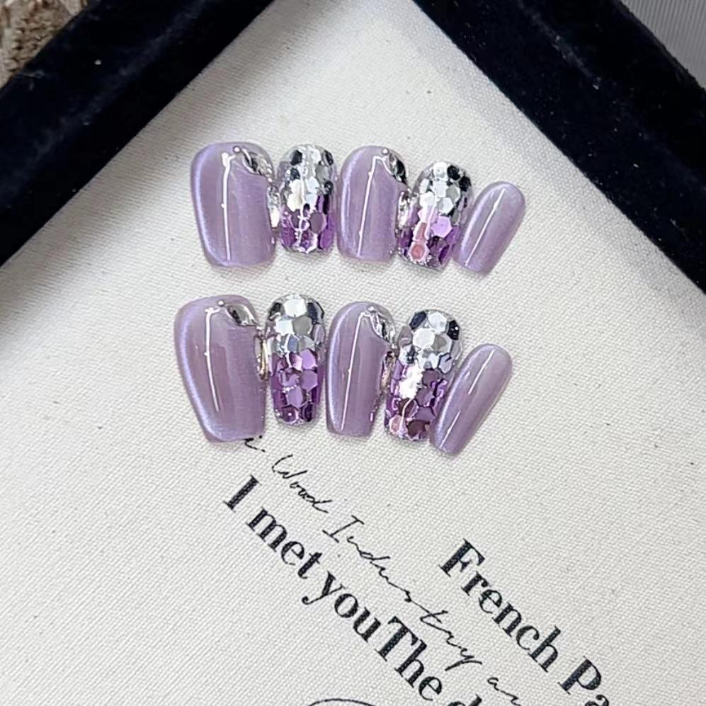 Pure Hand-made Phototherapy Wearable Nail Tablets Purple Erotic Wearable Nail Patches Finished with Reusable Nail Patches