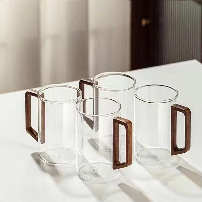 Shangqi Wooden Handle Borosilicate Glass Tea & Water Cup