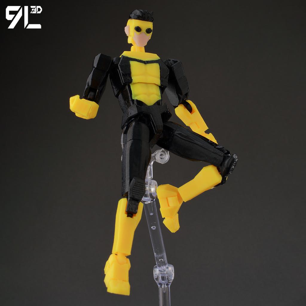 9L3D Printed MultiJointed Action Figure Invincible3.0 Black Yellow Color Scheme Battle Suit Lucky Dummy 13 T13 Collectibles Toy