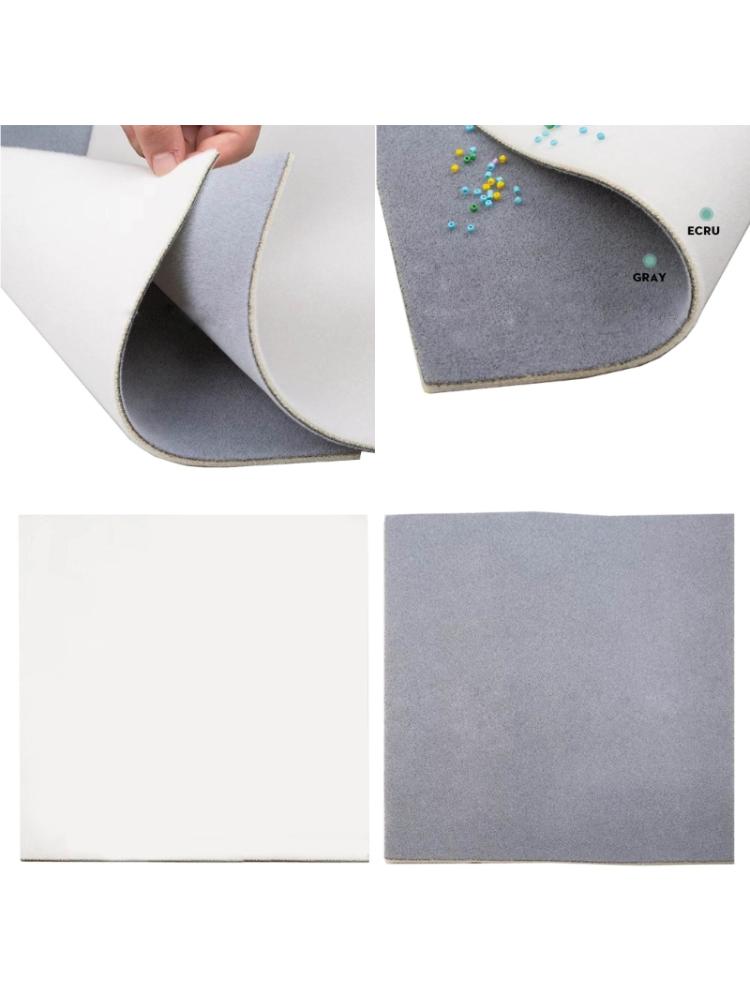 Pack of 2 Gray and Beige Sponge Bead Mats Flocking Beading Trays Jewelry Making Supplies Non-Slip Beading Mat for Women