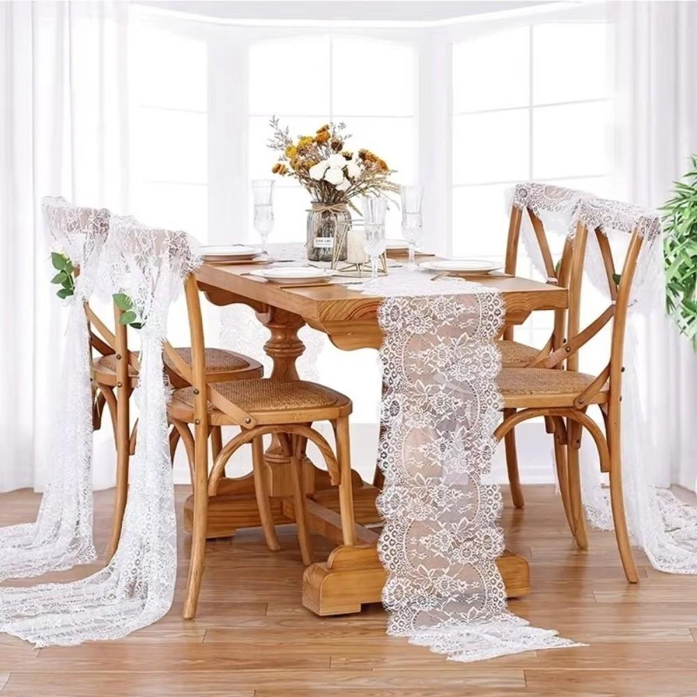 Floral Lace Table Cover Tulle Tablecloth Dining Table Decorations Table Runner Kitchen Supplies