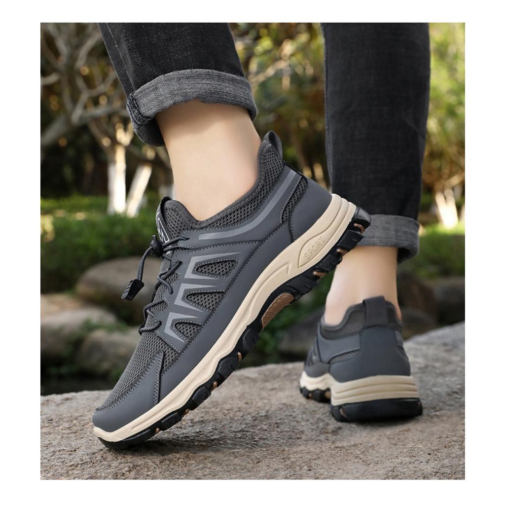 Men's Shoes, Sports Shoes, Summer New Breathable Running Shoes, Soft Soled Comfortable Thick Soled Shoes, Outdoor Wear-resistant Hiking Shoes