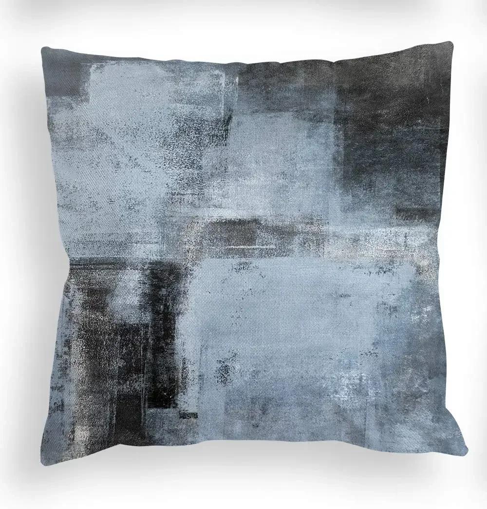 Nordic Blue Grey Abstract Linen Pillowcase Living Room Sofa Cushion Cover _ Home Decoration Pillowcase _ CustomizableLK-- ,(2) 30x30cm