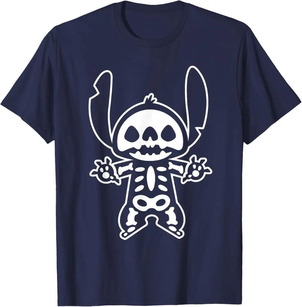 New Stitch Halloween Skeleton Fashion Casual T-Shirt S-4XL Four Seasons Unisex