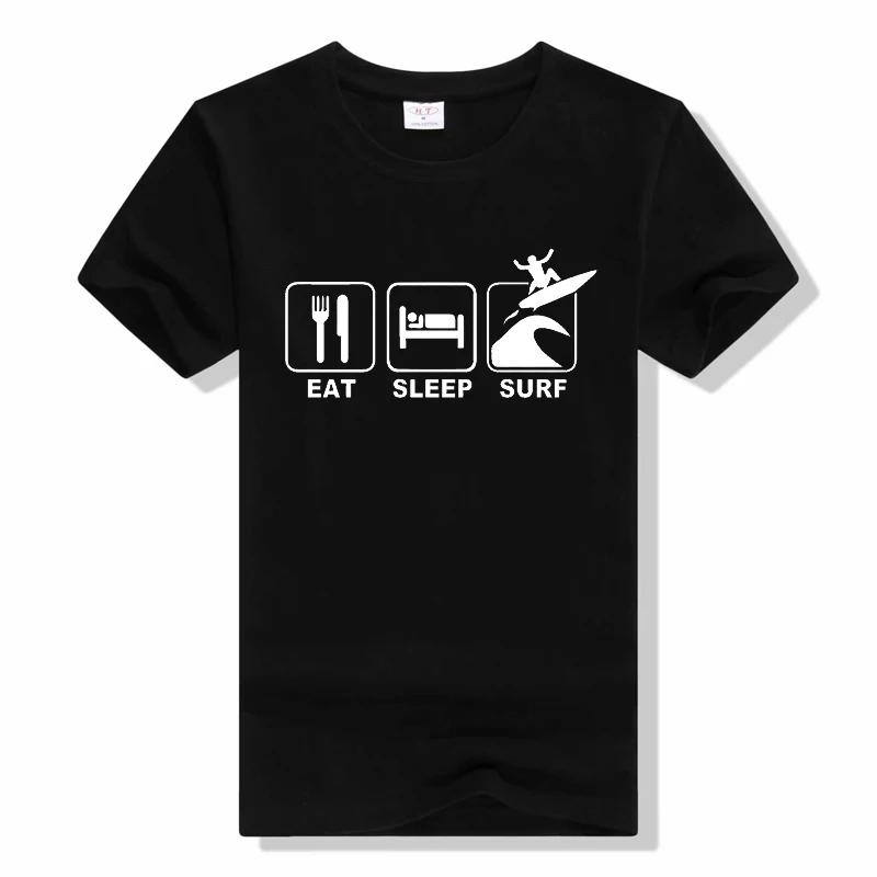 Eat Sleep Surf Funny T Shirt Summer men Short Sleeve O-ne... XXL