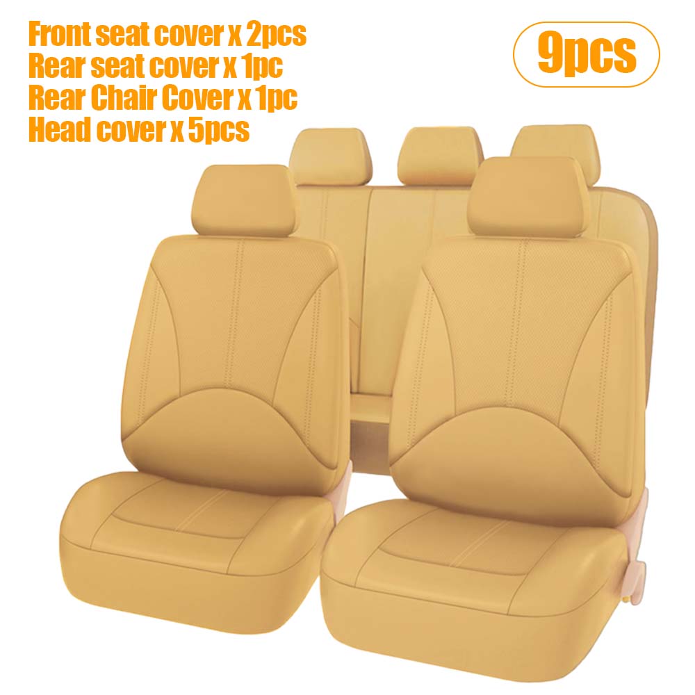 

9pcs/Set Car Seat Covers Universal Seat Protector Covers PU Leather Full Set Four Seasons Automobile Interior Accessories