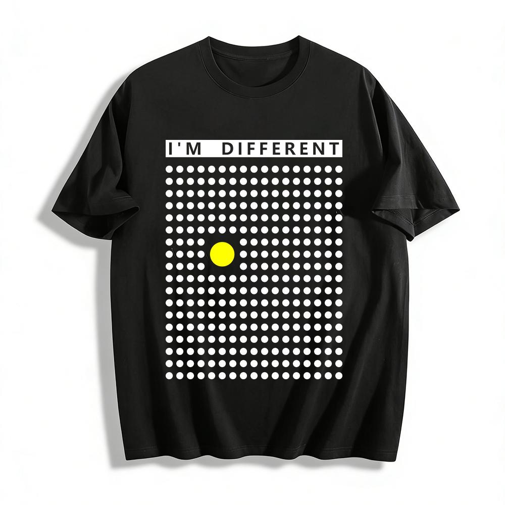 Minimalist Bright Yellow Dot Print Casual Loose Fit Short Sleeve T-Shirt Pure cotton T-shirt XXS