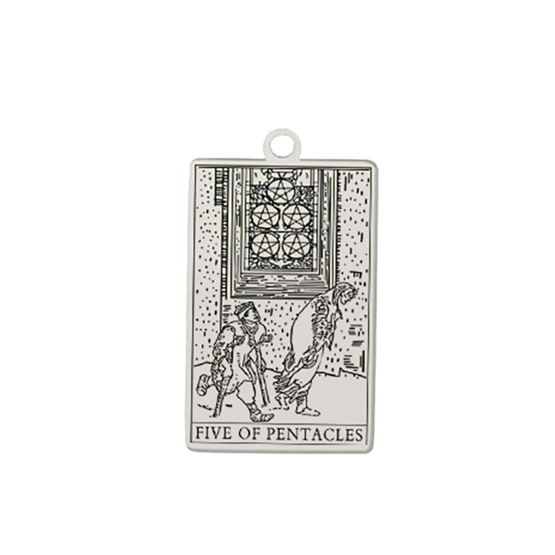 Dawapara Tarot Pendant for Necklaces Earings Suit of Pentacles Spiritual Jewelry Stainless Steel Charms for Jewelry Making