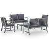 Loungers 5 Piece Garden Lounge Set With Cushion Solid Acacia Wood Grey