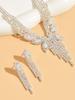3pcs Women's Jewelry Set Rhinestone Tassel Necklace Earrings Bridal Wedding Accessories