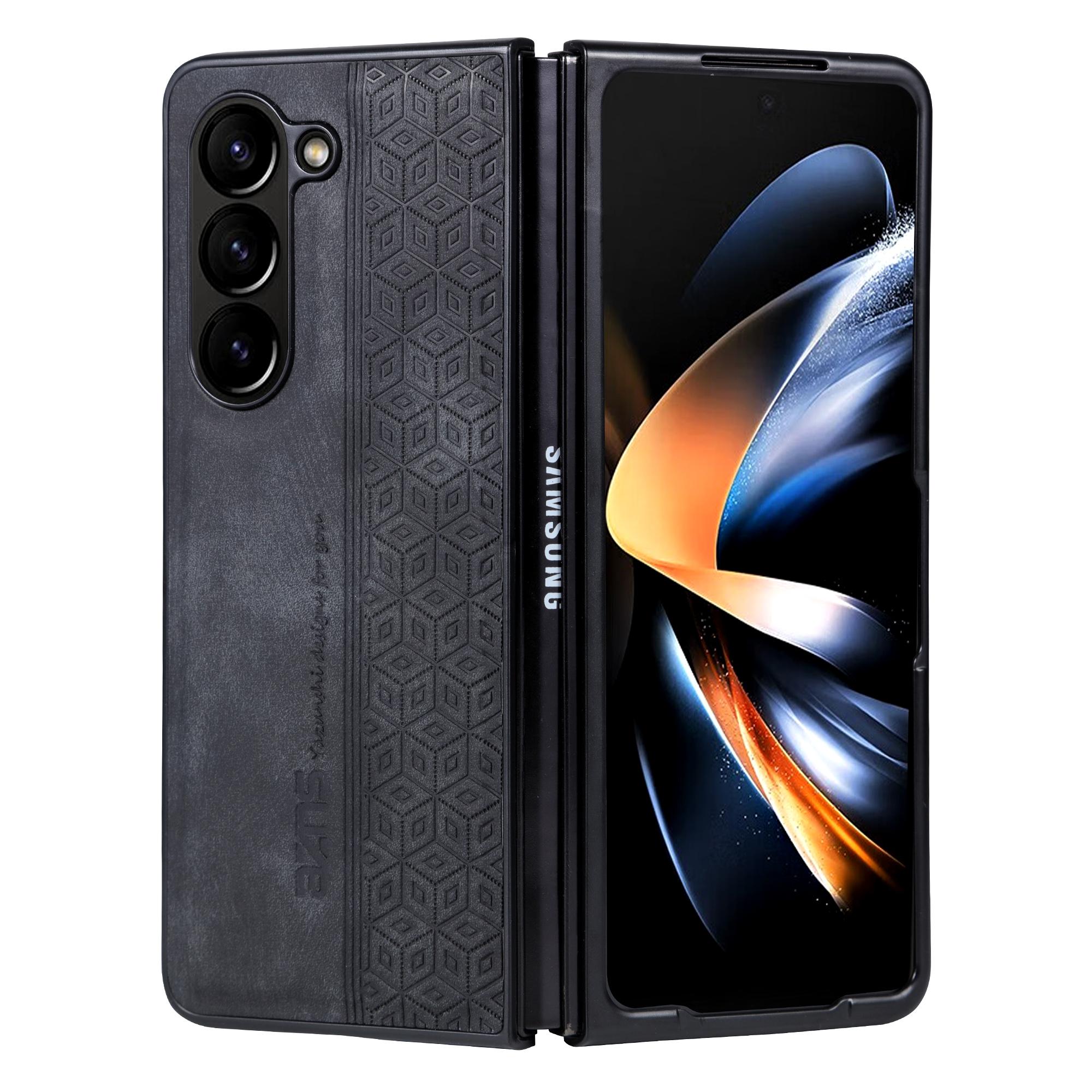 

AZNS For Samsung Galaxy Z Fold5 5G Imprinted Phone Case PU Leather+PC Folding Phone Cover Black