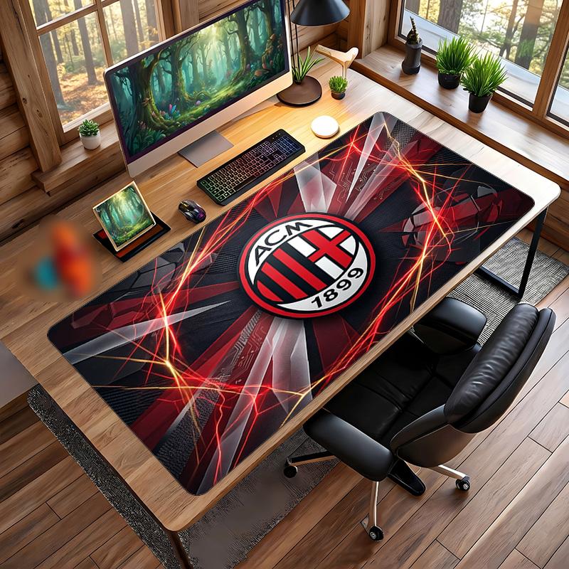 Tappetino per Mouse Grande Stampato AC Milan, Tappetino Morbido in Gomma Antiscivolo per Scrivania da Gioco per Ufficio Laptop Computer Decorazione