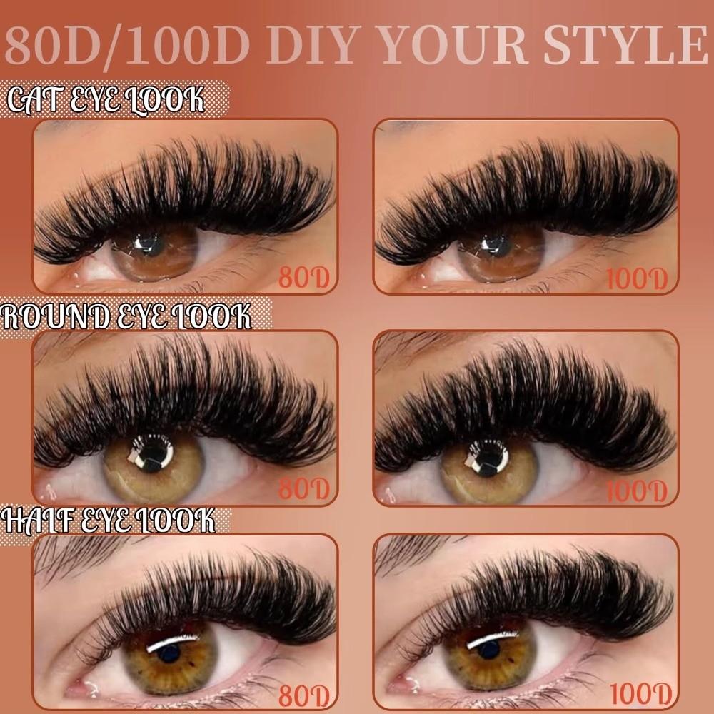 10-24mm Gemischte Länge Wimpernbüschel D-Schwung Augen Make-up Werkzeuge Falsche Wimpern Make-up Verbesserung