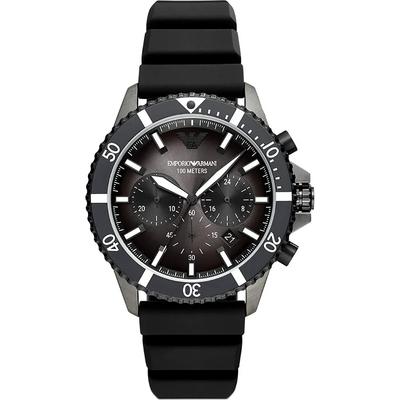 Diver Graues Zifferblatt Schwarzes Silikon Herren Quarz Chronograph mit Datum AR11515