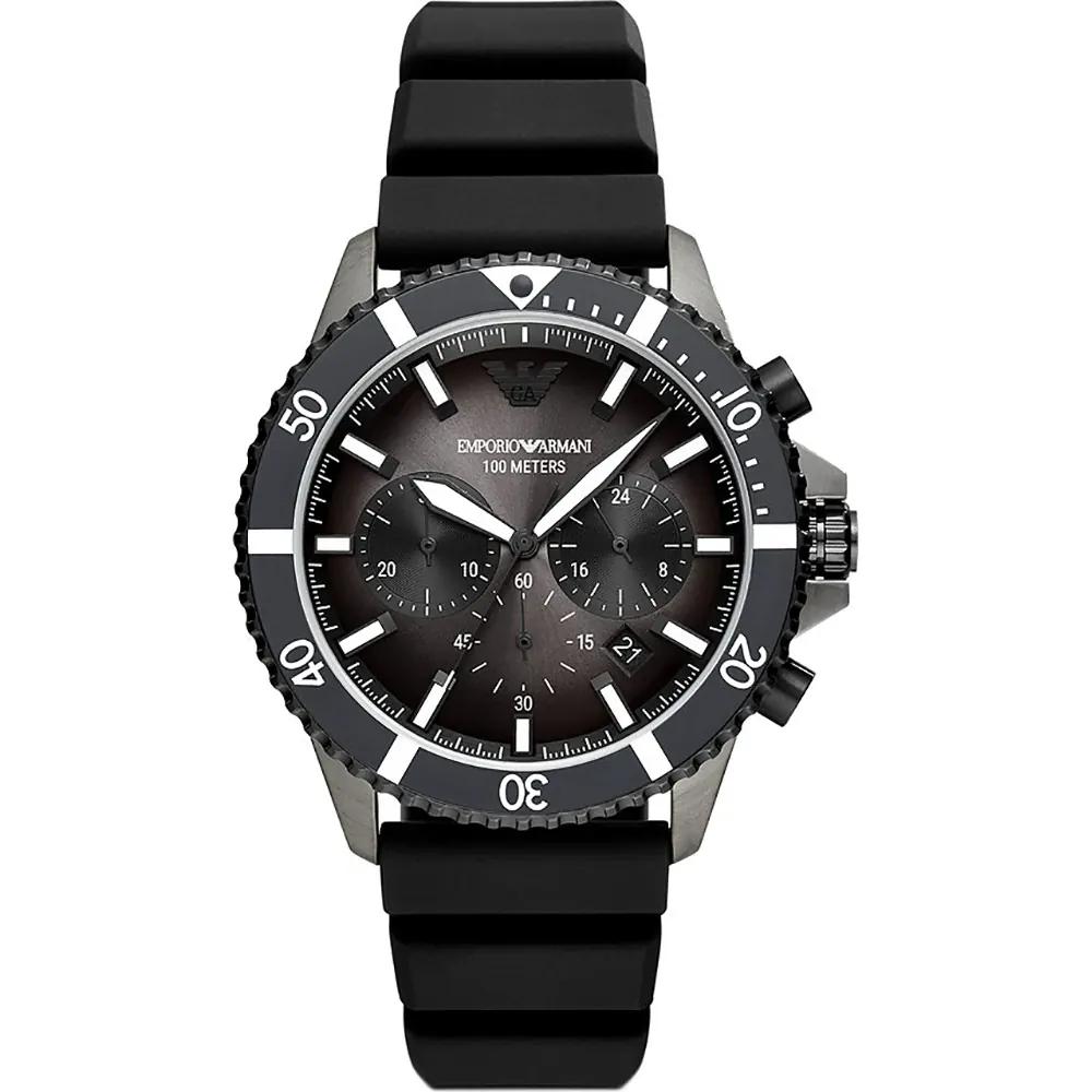 Emporio Armani Diver Grey Dial Black Silicone Men s Quartz Chronograph with Date AR11515 серый