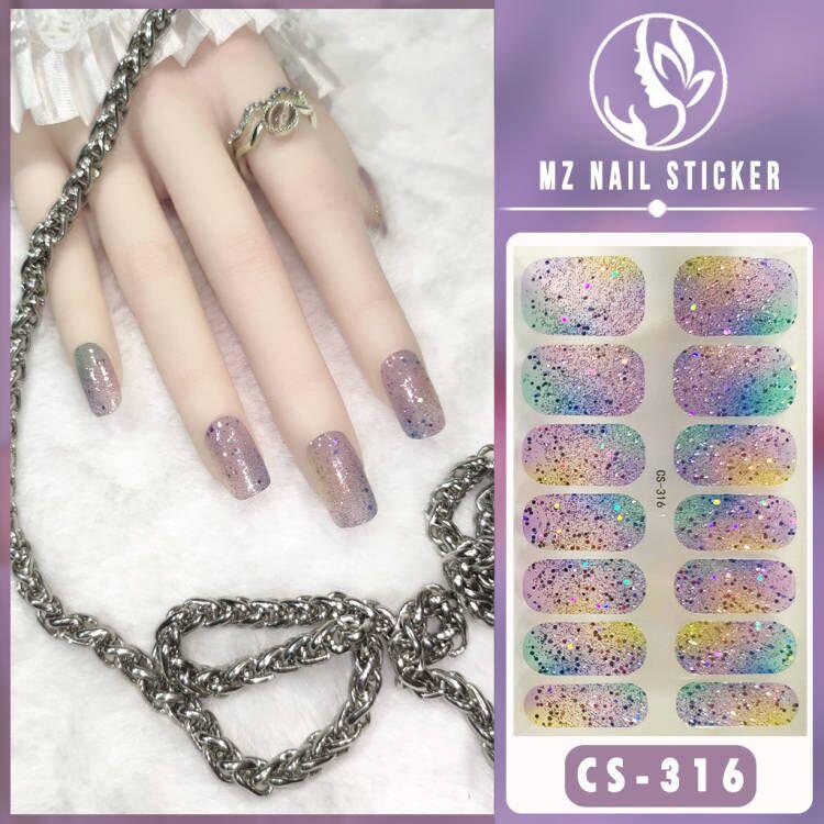 CS Color Green Onion Powder Four-color All-Green Onion No-Bake Gel Nail Polish Film All Ice Flash Nail Polish Film Paper Nail Nail Sticker