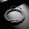 Fashion Classic Chunky Cuban Link Bracelet, Silver Color Stainless Steel Charm Wristband Bracelet, Punk Popular Jewelry for Men