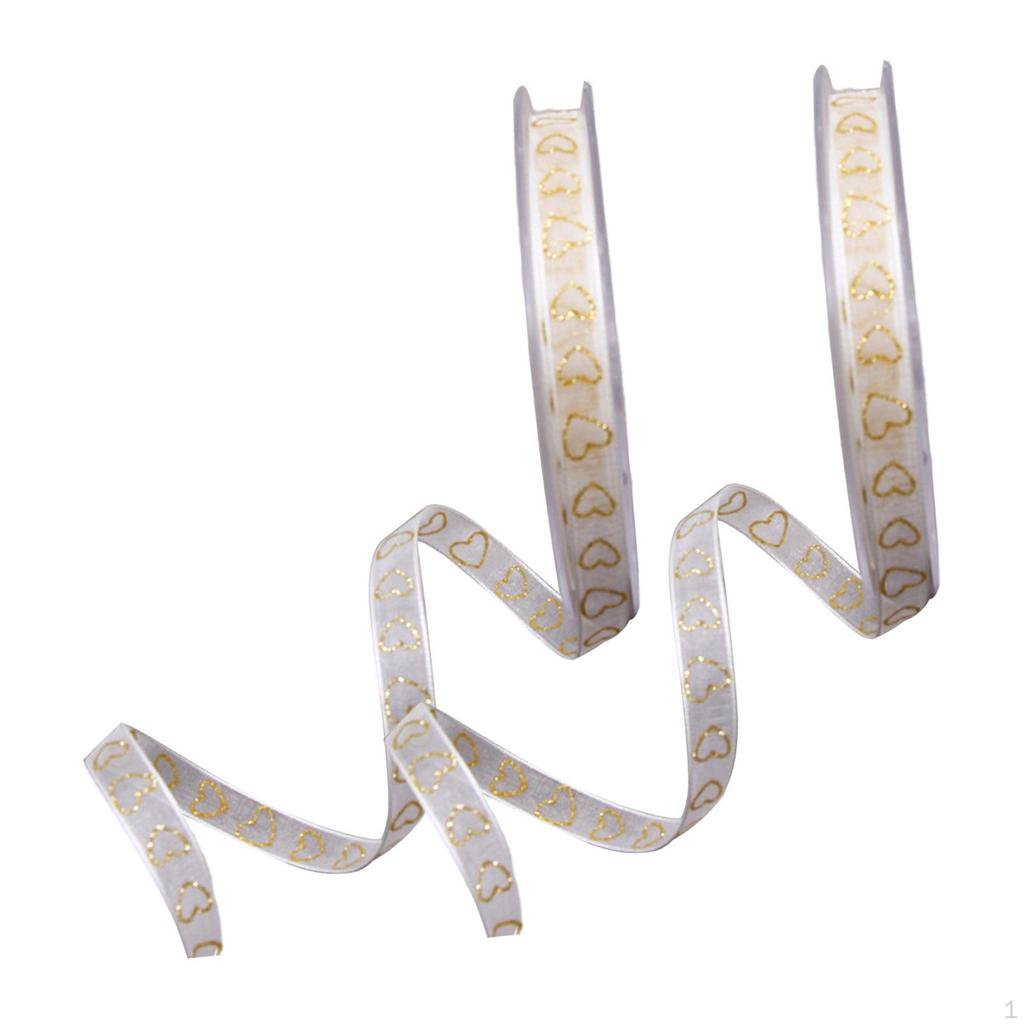 2 Roll Valentine's Day Ribbons Gift Wrapping Wired Heart for Wreath Party