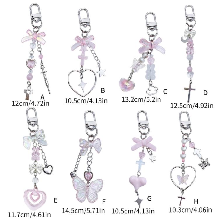 Cute Heart Butterfly Bowknot Charm Pendant Phone Straps Pocket Keychain Strap