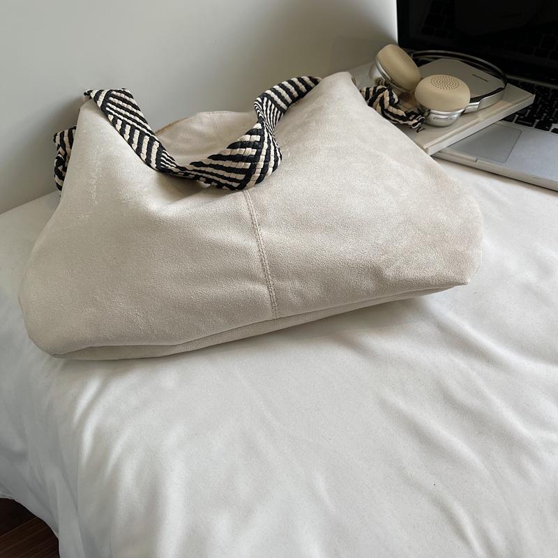 Suede Tote Bag Work Commuter Shoulder Bag Women's Large Capacity Underarm Bag