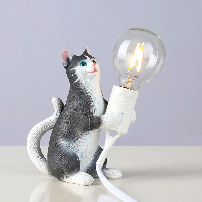 Lampă de pisică neagră, lampă decorativă cu animale, living creativ nordic, dormitor, magazin de haine, lampă de noapte mică pentru pisică