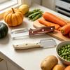 Multi Function Vegetable Peeler Stainless Steel Blade Kitchen Peeler with Ergonomic Wooden Handle for Efficient Peeling and Cutting Tasks