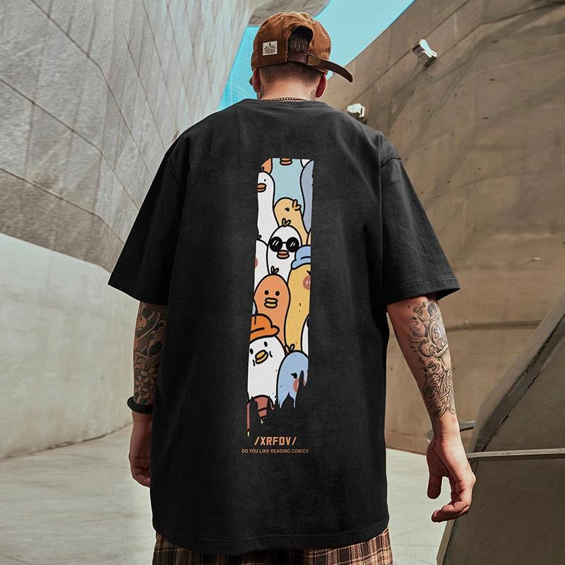 2024100% Cotton Casual Oversized Men's T-shirt Streetwear Monogram Print Line Designer T-shirt Harajuku Short Sleeve Top