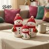 Christmas Party Supplies Resin Snowman Figurine, Cute Family of 3 Statue with Santa Unique Presents Hat, Red Scarf, Holiday Tabletop Ornament