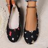 Foreign Trade Large Size Denim Low Heel Flat Single Shoes, Women's Round Head Foot Hollowed Out Color Matching Doudou Shoes